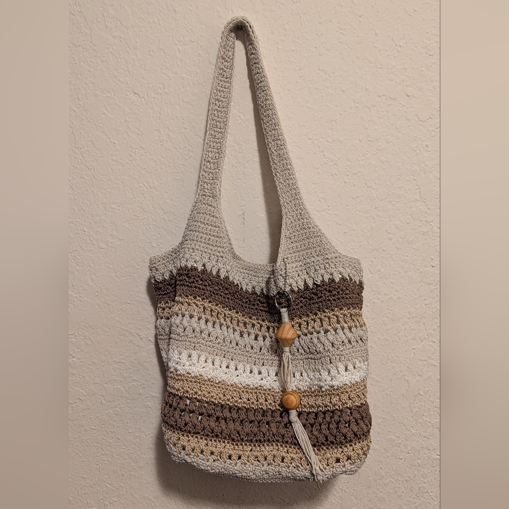 Lina Handcrafted Crochet Tote Bag - Beige and Brown